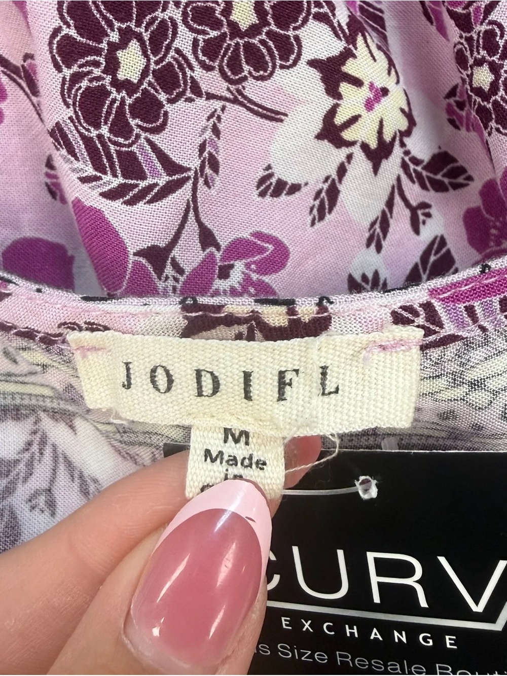 JODIFL Purple Floral Print Babydoll Mini Dress - Size Medium - Picture 4 of 4